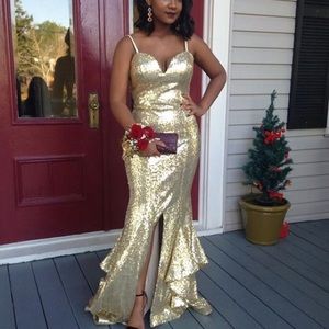 Customized Champagne/Gold prom dress
